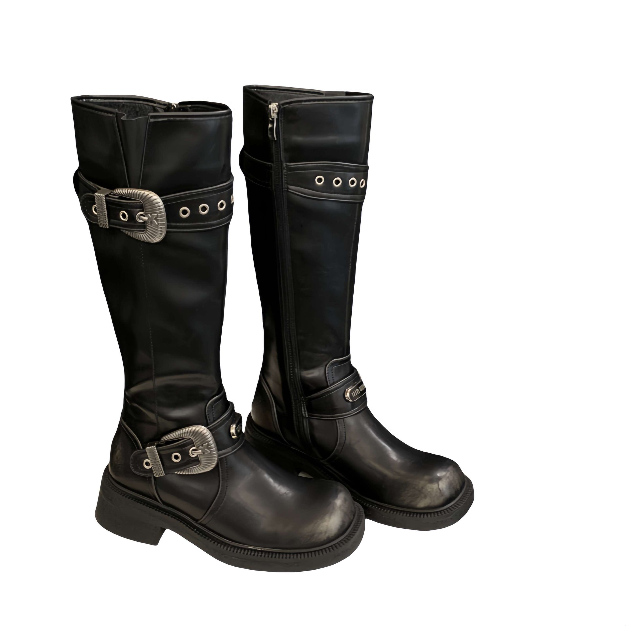 Zhuipin Retro Western Cowboy Boots 2024 New Autumn Winter High Top Chunky Heel Motorcycle Riding Boots - Image 5