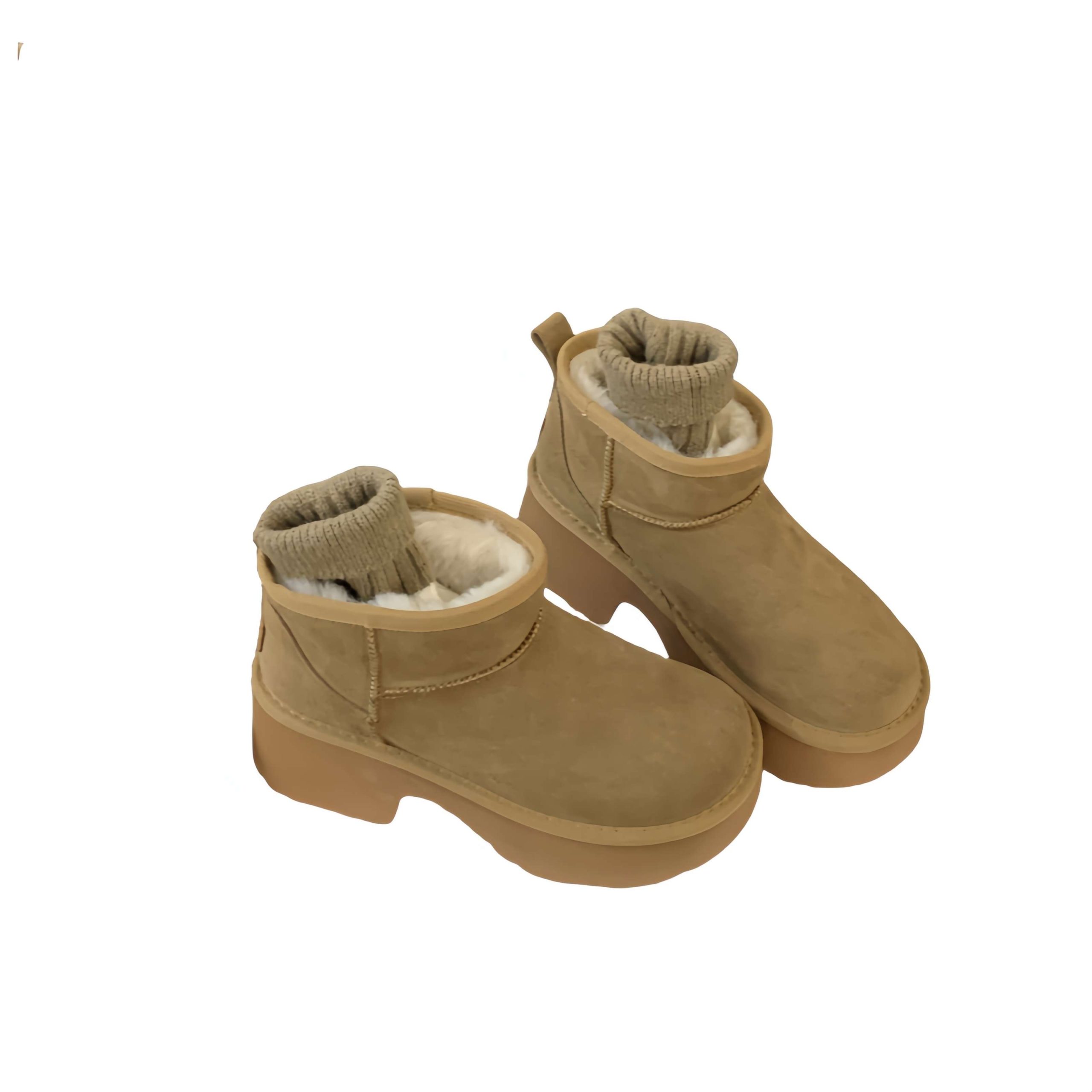 Women's Winter Thick-Soled Snow Boots with Faux Fur Lining - Camel - Image 5