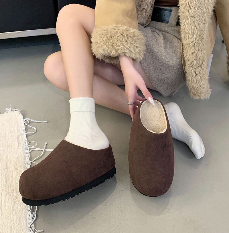 2024 Winter Wool Birkenstock Thick Sole Height Increasing Slip-On Loafers with Buckle Platform Slippers for Women
