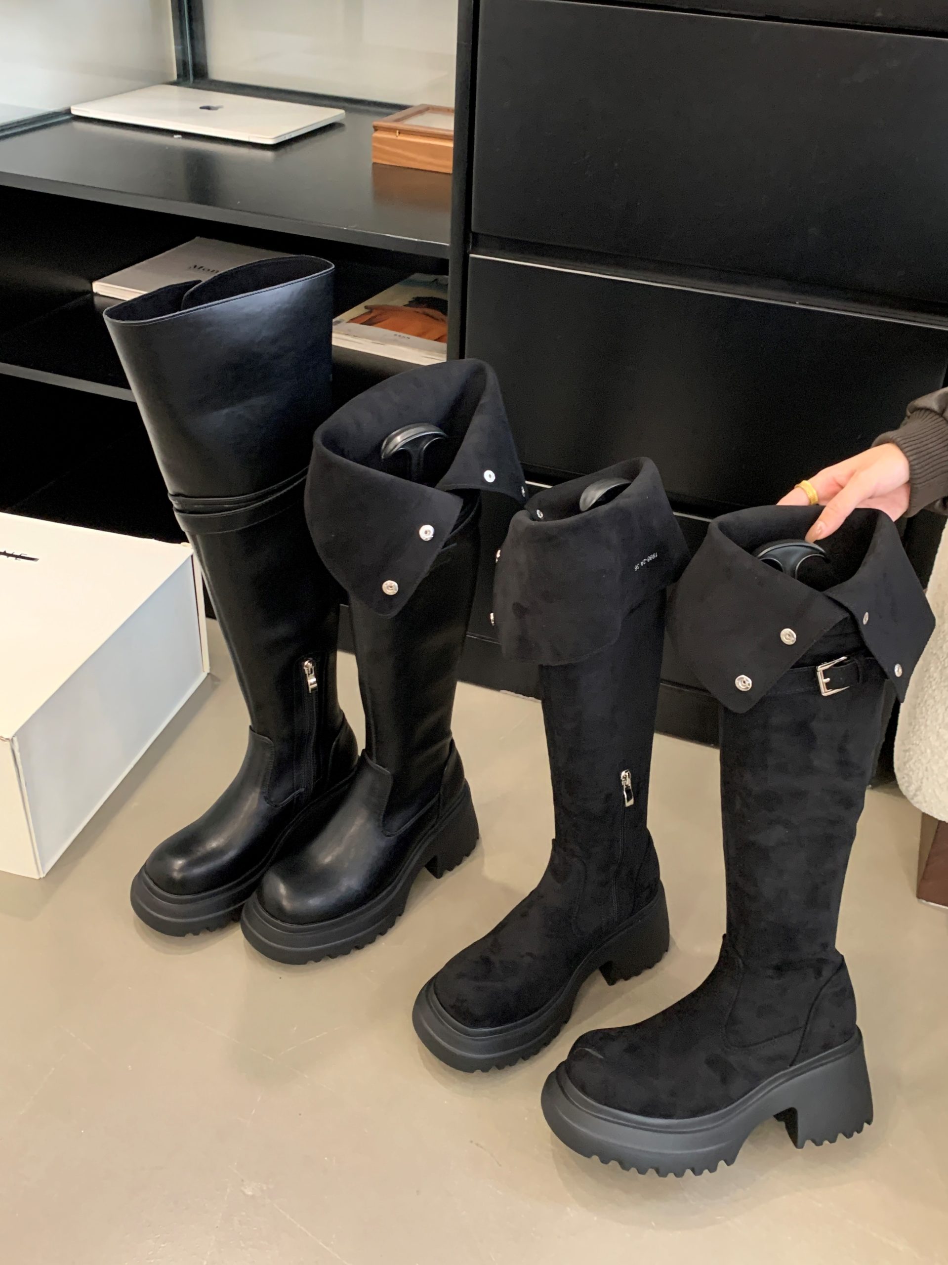 2025 Fashion Two-Way Foldable Thick Sole Over Knee Boots Autumn Winter New - Image 3