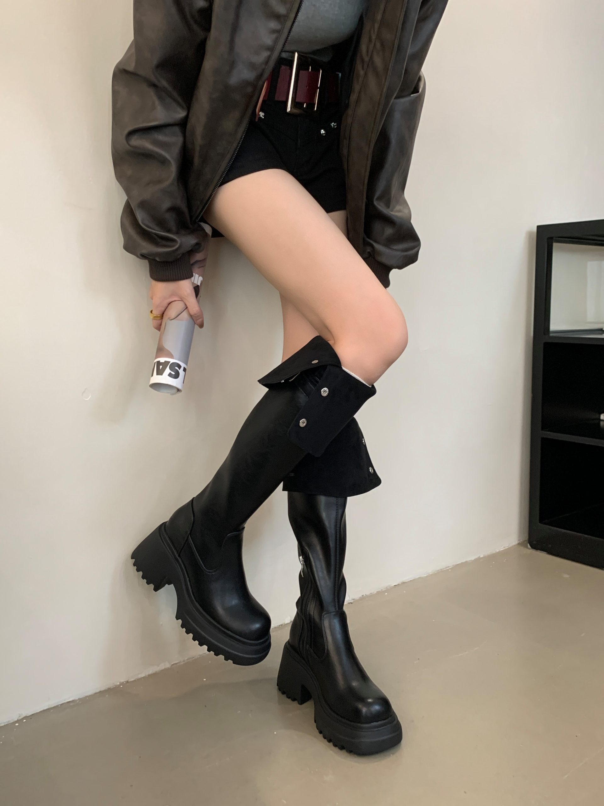 2025 Fashion Two-Way Foldable Thick Sole Over Knee Boots Autumn Winter New - Image 2