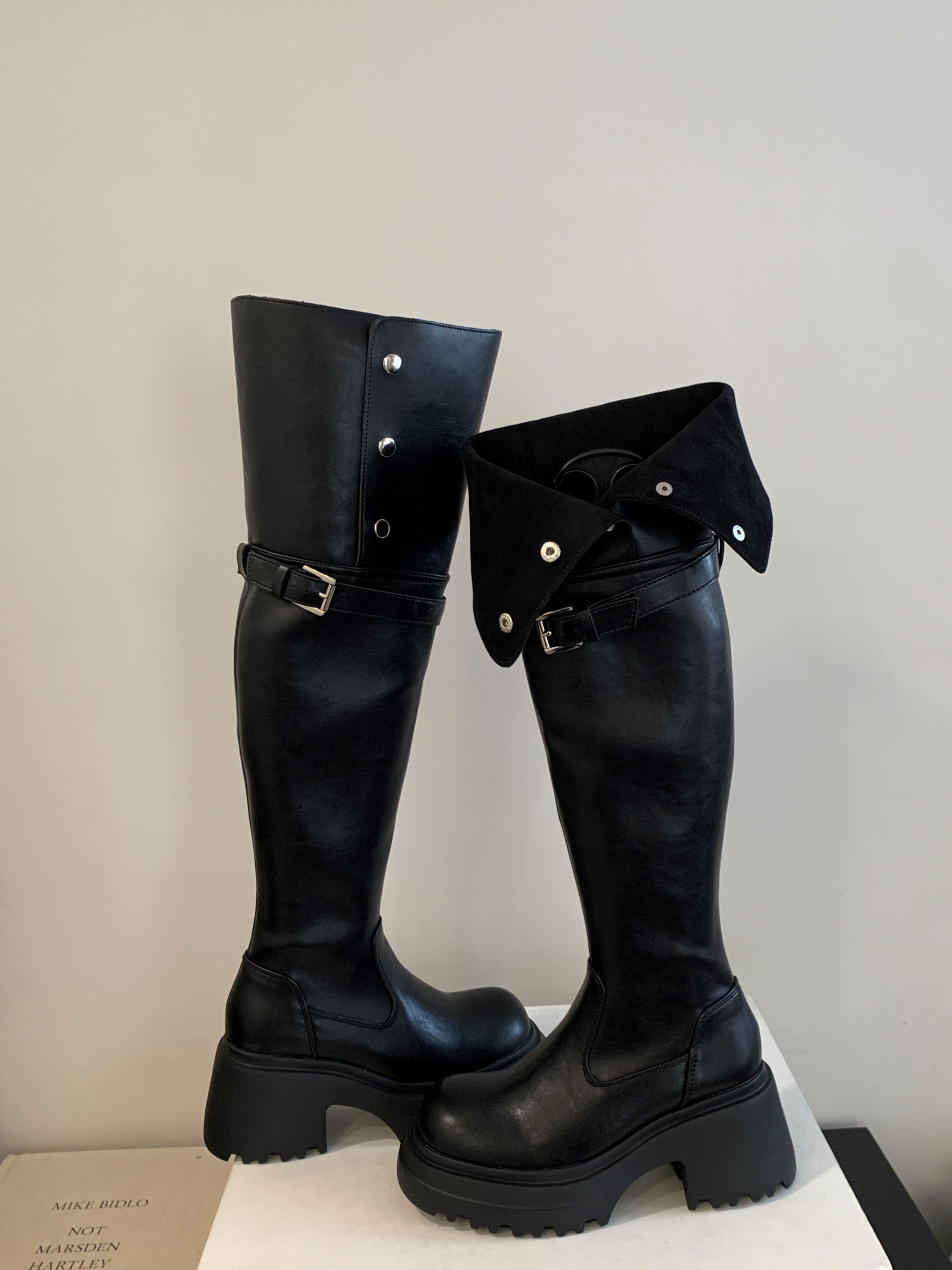 2025 Fashion Two-Way Foldable Thick Sole Over Knee Boots Autumn Winter New